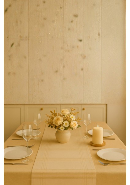 Jasmin Keten Krem Bohem Şık Masa Örtüsü Runner 35X150 cm fiyatları