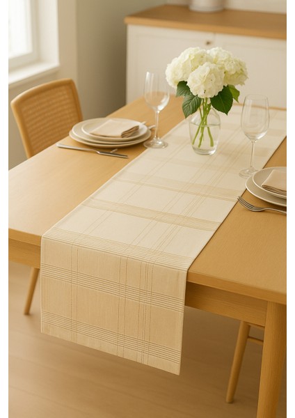 Jasmin Keten Krem Bohem Şık Masa Örtüsü Runner 35X150 cm fırsatları