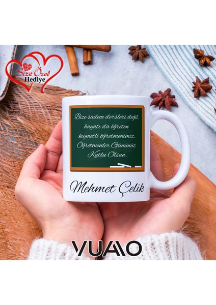 Öğretmenler Günü Hediyesi Kişiye Özel Isimli ve Sözlü Kupa Bardak - T12