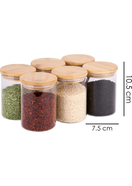 6 Parça Şeffaf Etiketli Vakumlu Bambu Kapaklı Borosilikat Cam Baharatlık 350 ml fiyatları