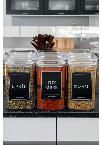6'lı 250 ml Vakumlu Sızdırmaz Etiketli Akrilik Baharatlık Seti Saklama Kabı fırsatları