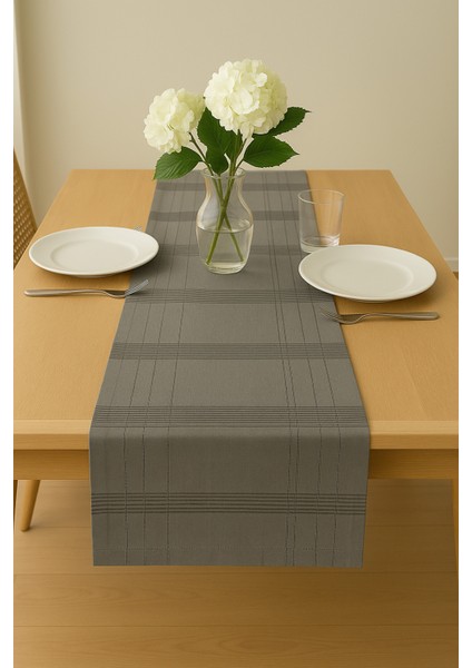 Jasmin Keten Gri Bohem Şık Masa Örtüsü Runner 35X150 cm fırsatları