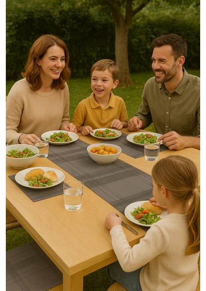 Jasmin Keten Gri Bohem Şık Masa Örtüsü Runner 35X150 cm indirimleri