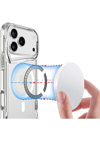 iPhone 17 Pro Kılıf Joec M-Safe Şarj Özellikli T-Max M-Safe Kapak - Şeffaf