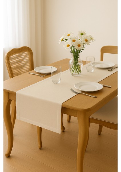 Lüks Gardenya Keten Runner Şık Dekoratif Masa Örtüsü 35X150 cm fiyatları