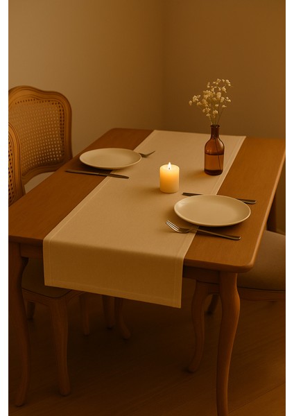 Lüks Gardenya Keten Runner Şık Dekoratif Masa Örtüsü 35X150 cm modelleri