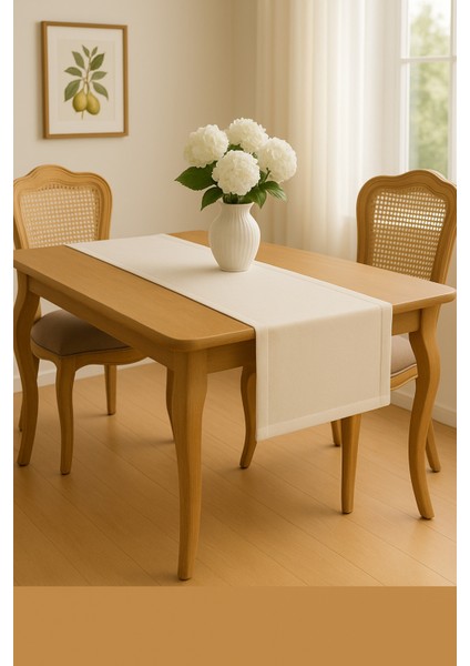Lüks Gardenya Keten Runner Şık Dekoratif Masa Örtüsü 35X150 cm fırsatları