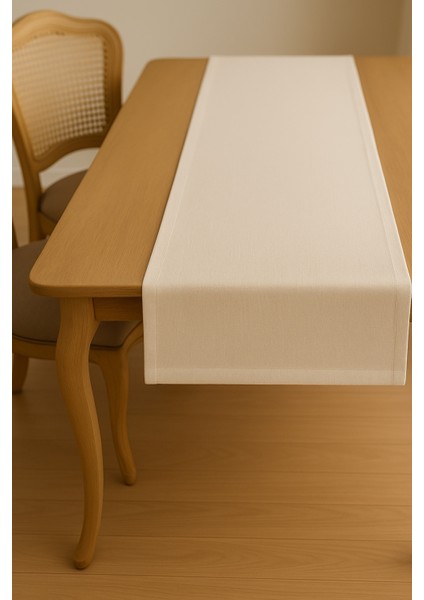 Lüks Gardenya Keten Runner Şık Dekoratif Masa Örtüsü 35X150 cm