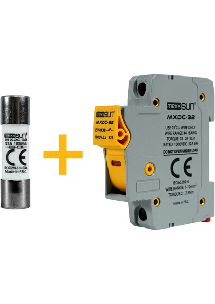 Dc Sigorta + Sigorta Yuvası (32A 1000V) - 12 Adet