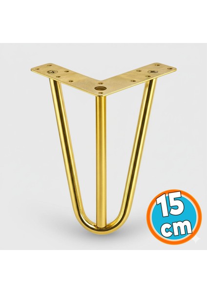 Mobilya Ayak Ayağı Üçgen Modern Tasarım Koltuk Sehpa Masa Tv Ünitesi 15 cm Gold Altın Metal