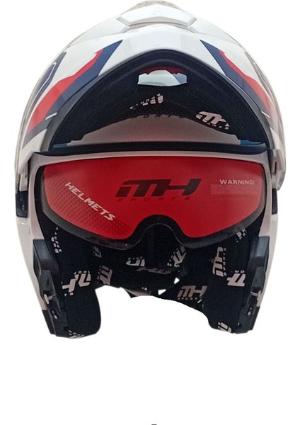 935 Çene Açılır Beyaz Mavi Kask modelleri