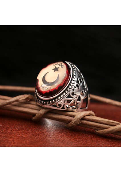 Ayyıldızlı 925 Ayar Gümüş Erkek Yüzük fiyatları