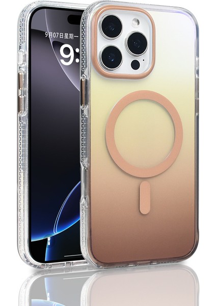 iPhone 16 Pro Max Kılıf M-Safe Şarj Özellikli Transparan Renk Geçişli Joec Toros Kapak - Rose Pembe fiyatları