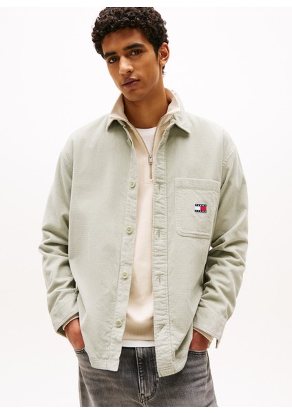 Normal Açık Yeşil Düz Erkek Gömlek DM0DM21698M1C Tjm Brıck Cord Oversh fiyatları