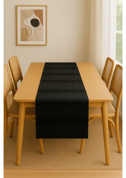 Jasmin Keten Siyah Bohem Şık Masa Örtüsü Runner 35X150 cm fiyatları