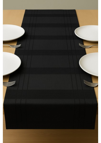 Jasmin Keten Siyah Bohem Şık Masa Örtüsü Runner 35X150 cm indirimleri