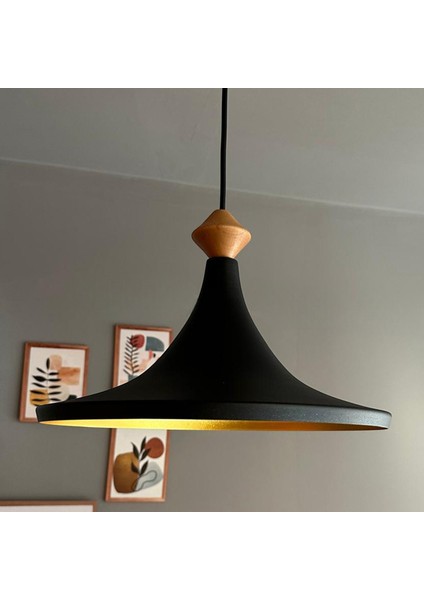 Geniş Metal Avize Ahşap Q Başlık Mutfak Salon Cafe Ofis Pastane Tekli Sarkıt Lamba Aydınlatma modelleri