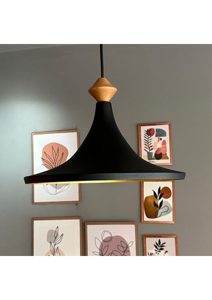 Geniş Metal Avize Ahşap Q Başlık Mutfak Salon Cafe Ofis Pastane Tekli Sarkıt Lamba Aydınlatma fırsatları