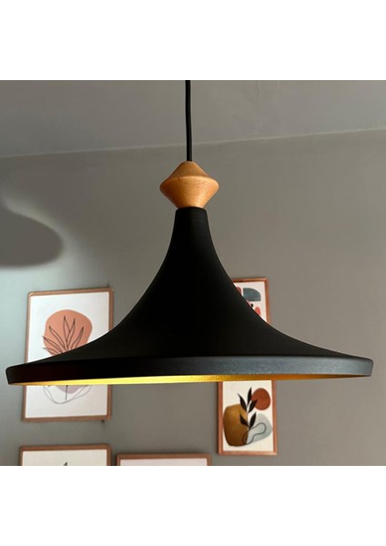 Geniş Metal Avize Ahşap Q Başlık Mutfak Salon Cafe Ofis Pastane Tekli Sarkıt Lamba Aydınlatma indirimleri