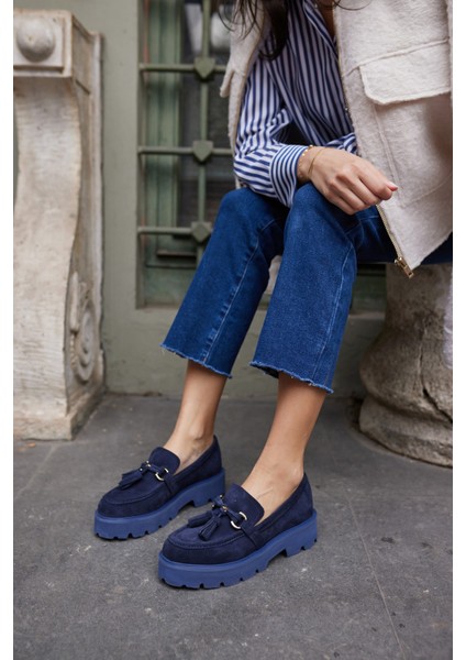 Gray Kadın Kahve Gercek Suet Puskul Detay Eva Taban Loafer Ayakkabi