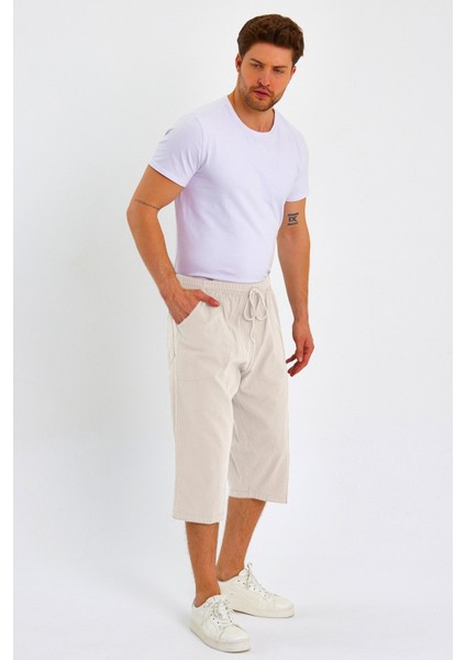 Erkek Büyük Beden %100 Pamuk Keten Görünümlü Kapri E203-68 modelleri