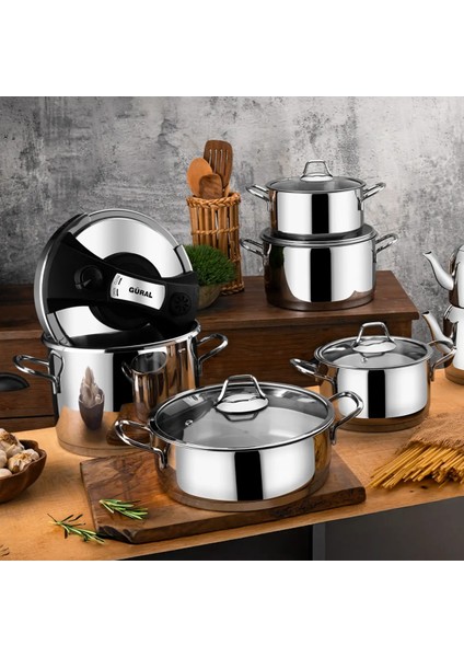 Saray 18 Parça Metal Kulplu Çelik Tencere Takımı Mk fiyatları