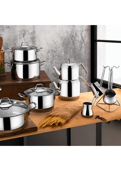 Saray 18 Parça Metal Kulplu Çelik Tencere Takımı Mk modelleri