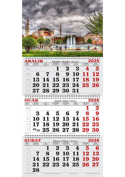 2026 Yılı Gemici Takvimi-Ayasofya Manzaralı Havuz