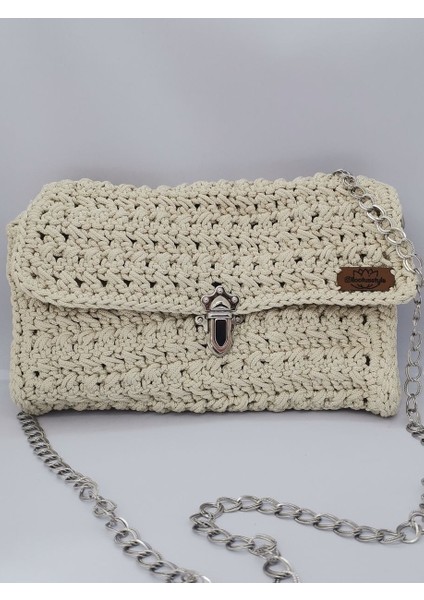 Kadın Zarf Omuz Çantası Makrome İp El Yapımı Örme Kaliteli İşçilik