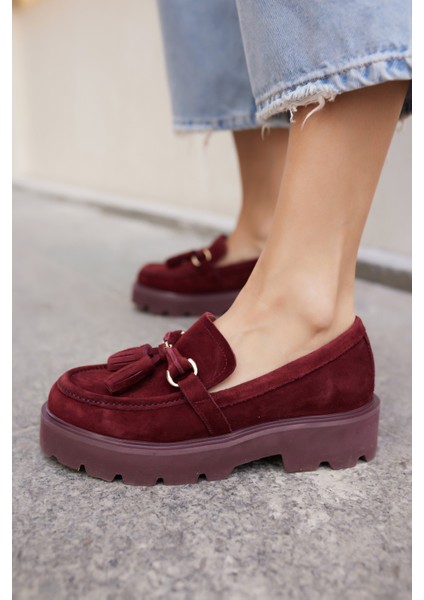 Gray Kadın Kahve Gercek Suet Puskul Detay Eva Taban Loafer Ayakkabi modelleri