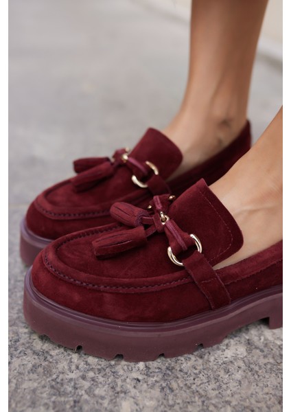 Gray Kadın Kahve Gercek Suet Puskul Detay Eva Taban Loafer Ayakkabi fırsatları