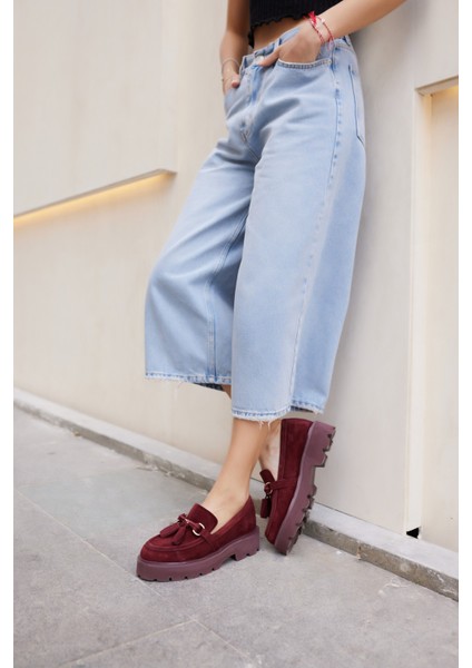 Gray Kadın Kahve Gercek Suet Puskul Detay Eva Taban Loafer Ayakkabi indirimleri