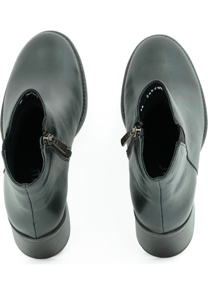 Hakiki Deri Fermuarlı Kadın Bot Kauçuk Taban - B265969 indirimleri