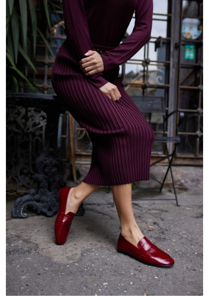 Valenta Kadın Bordo Rugan Gercek Deri Loafer Ayakkabi fırsatları