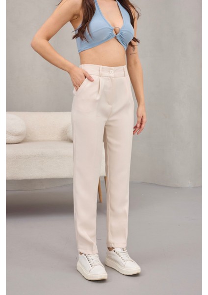 Kadın Yüksek Bel Havuç Model Beli Lastikli Dar Paça Pantolon fiyatları