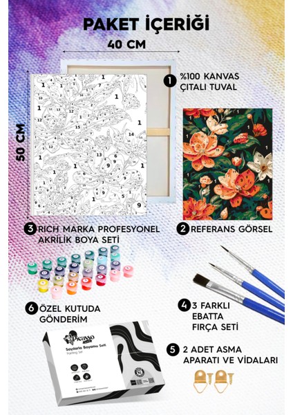 Turuncu Çiçekler Sayılarla Boyama Seti fiyatları
