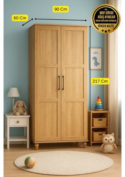 Alin Wood MDF 2 Kapaklı Çekmeceli Genç Odası Dolabı fiyatları