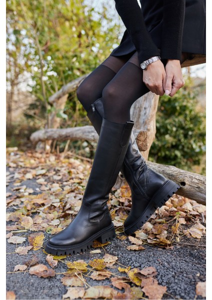 Ferry Kadın Siyah Gercek Deri Çizme indirimleri