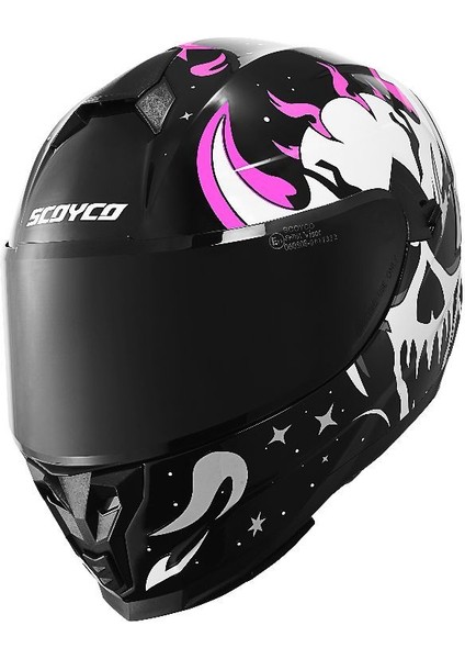 Motosiklet Double ve Güneş Vizörlü Full Face Kask Ce Motor Kaskı Skull fiyatları
