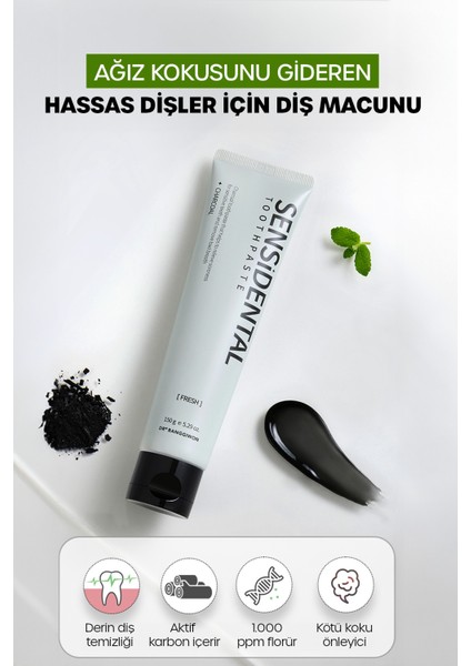 Sensidental Fresh Diş Macunu, Ekstra Ferah Nefes, Charcoal Toothpaste 150 gr