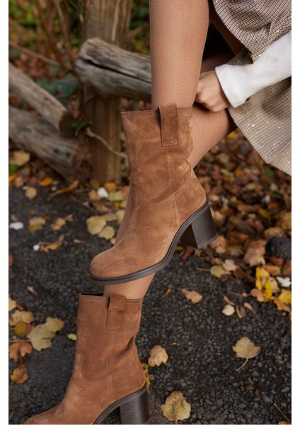 Massi Kadın Nude Gercek Suet Topuklu Bootıe indirimleri