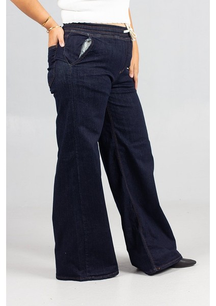 Plazo Büyük Beden Koyu Lacivert Kot Pantolon fiyatları