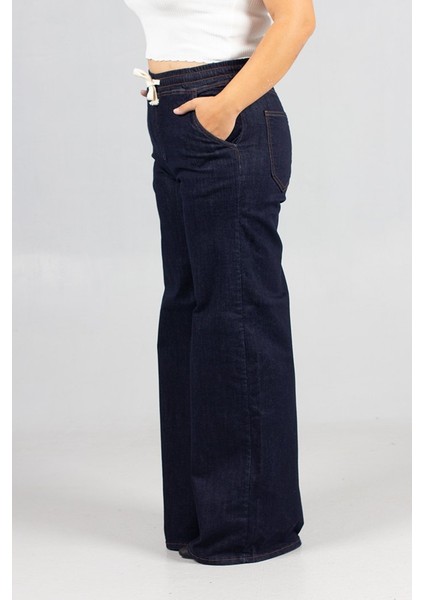Plazo Büyük Beden Koyu Lacivert Kot Pantolon fırsatları