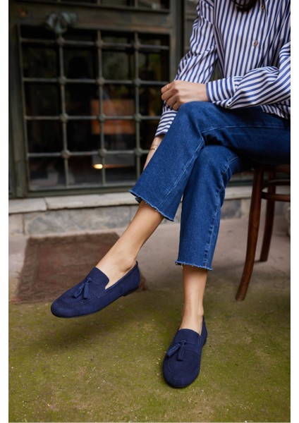 Albares Kadın Lacıvert Gercek Süet Puskullu Loafer fiyatları