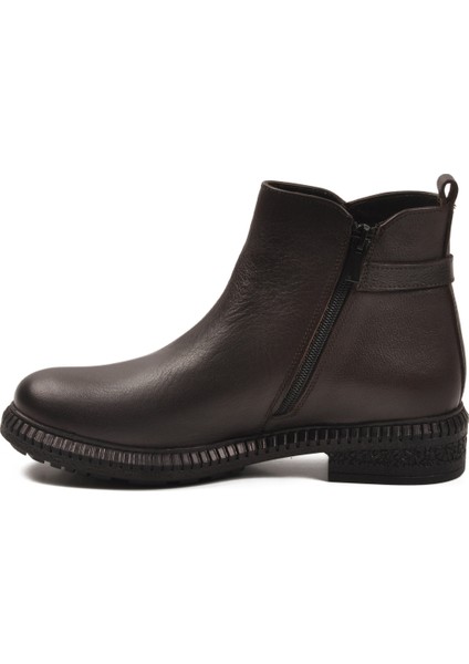 Kahve Hakiki Deri Içi Polarlı Kaymaz Kadın Bot 20913-1 Z fırsatları