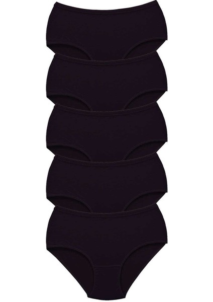 5 Adet Tutku Kadın Yüksek Bel Bato Kalın Lastik Külot Siyah