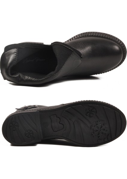 Siyah Hakiki Deri Içi Polarlı Kaymaz Kadın Bot 20913-1 Z indirimleri
