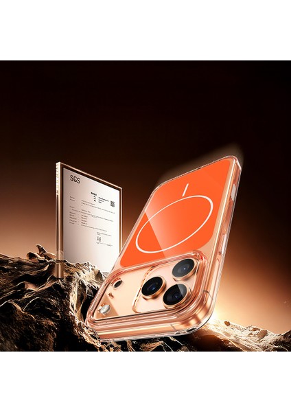 iPhone 17 Pro Max Kılıf Joec M-Safe Şarj Özellikli Şeffaf Kamera Kontrol Butonlu Lugano Kapak - Laci