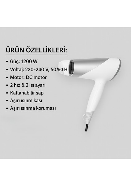 1200W Güçlü ve Katlanabilir Uzun Süre Kullanılabilir Seyahat Tipi Saç Kurutma Makinesi indirimleri