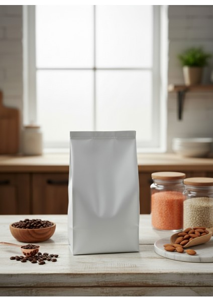 Beyaz Metalize Sırt Kaynaklı Kahve & Gıda Saklama Poşeti | Koku & Nem Korumalı | 50 Adet fırsatları